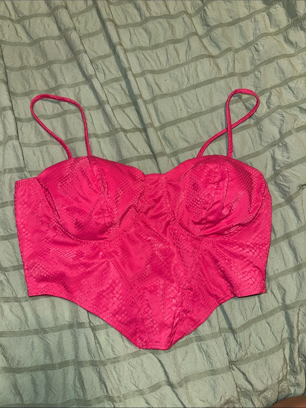 Women's Pink Satin Bustier Crop Top - Fitted Supportive Style